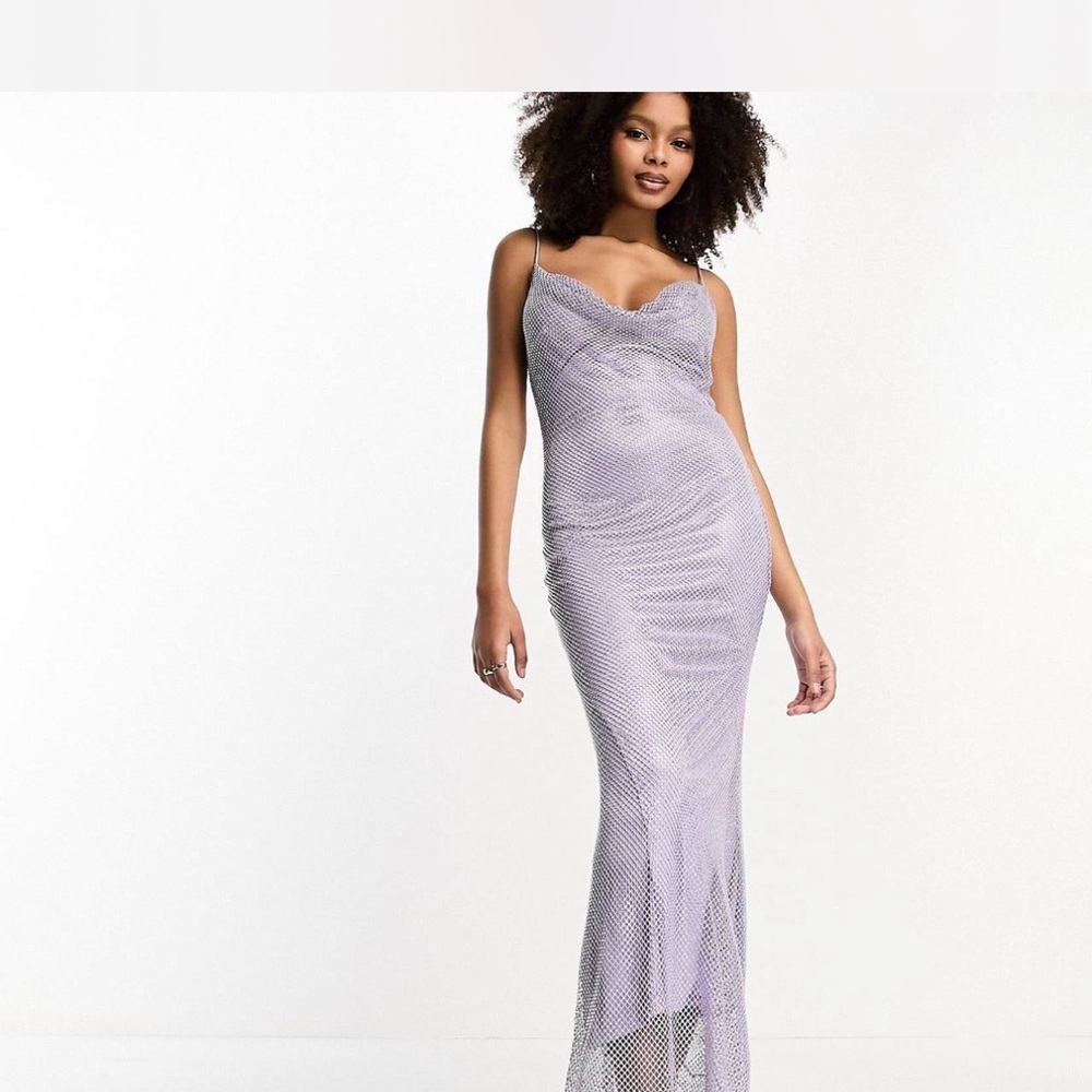 Rare London Lilac Mesh Maxi Dress